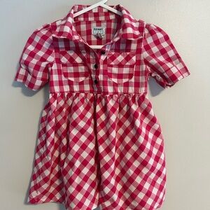 Old Navy 18/24m pink gingham Plaid elbow length button down Dress